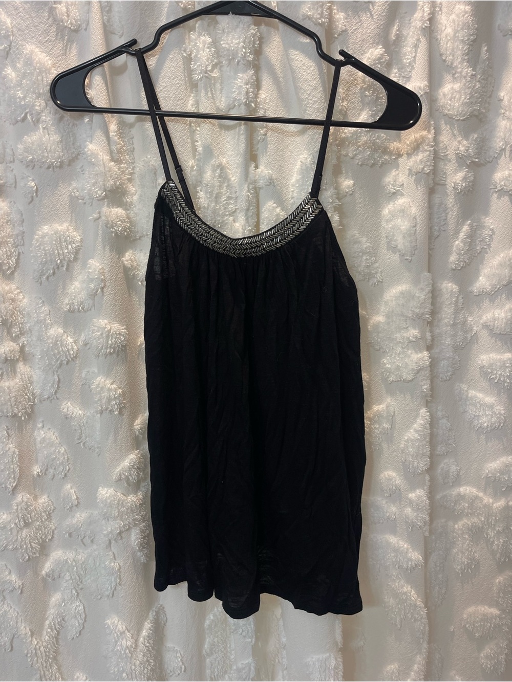 Y2K Candie’s Black beaded tank with adjustable straps